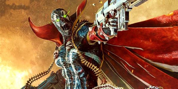 Comic book art: Spawn going off in the bowels of Hell