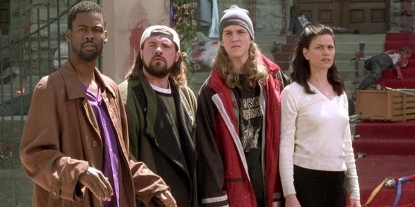 Cast of Dogma standing together outside